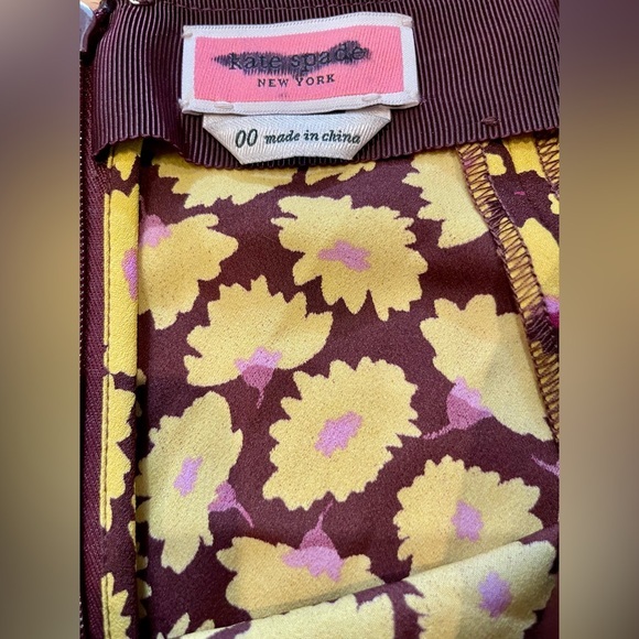 Kate Spade Sunny Bloom Daisy Midi Skirt Yellow‎ / Brown - Size 00 - Picture 3 of 5